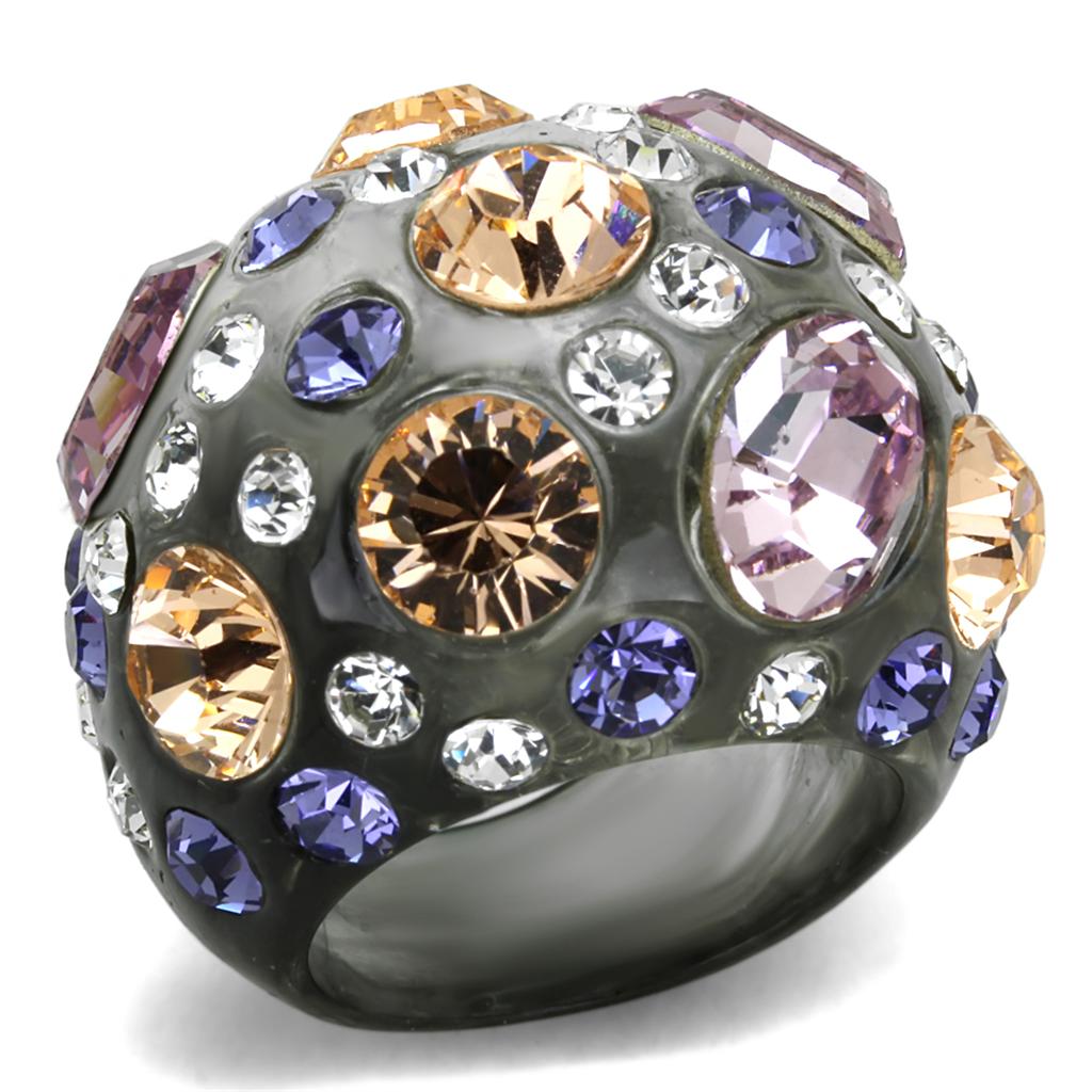 JCE114 Resin Ring with Top Grade Crystal in Multi Color