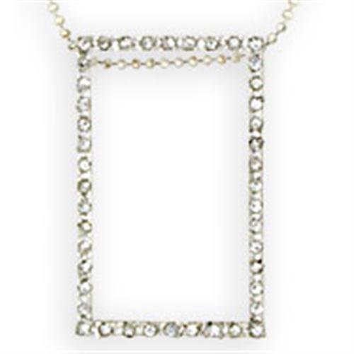 JCE516 High-Polished 925 Sterling Silver Chain Pendant with Top Grade Crystal  in Clear