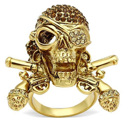JCE004 Gold White Metal Ring with Top Grade Crystal  in Smoked Quartz