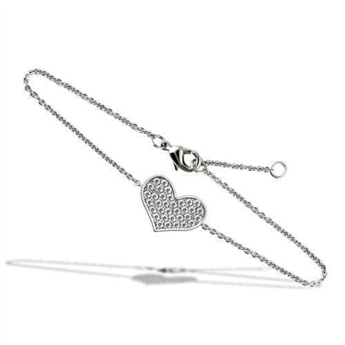 JCE067 Rhodium Brass Bracelet with AAA Grade CZ  in Clear