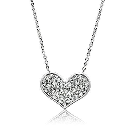 JCE076 Rhodium Brass Necklace with AAA Grade CZ  in Clear