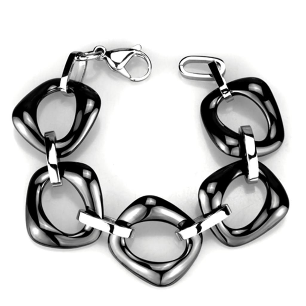 JCE1013 High polished (no plating) Stainless Steel Bracelet with Ceramic  in Jet