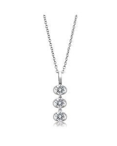 JCE1373 Rhodium 925 Sterling Silver Chain Pendant with AAA Grade CZ  in Clear
