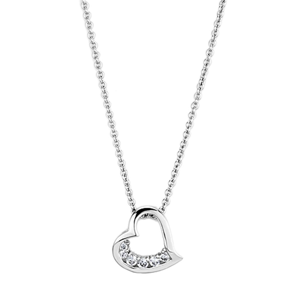 JCE2410 Rhodium Brass Necklace with AAA Grade CZ  in Clear
