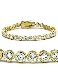 JCE202 Gold Brass Bracelet with AAA Grade CZ  in Clear