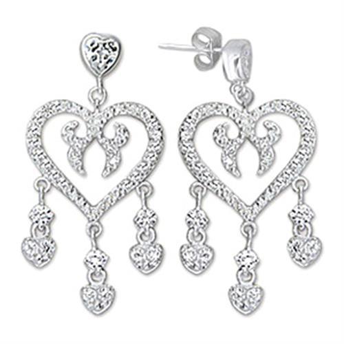 JCE278 High-Polished 925 Sterling Silver Earrings with AAA Grade CZ  in Clear-Default Title