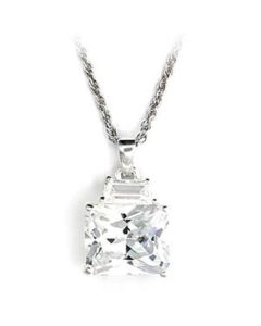 JCE304 High-Polished 925 Sterling Silver Pendant with AAA Grade CZ  in Clear-Default Title