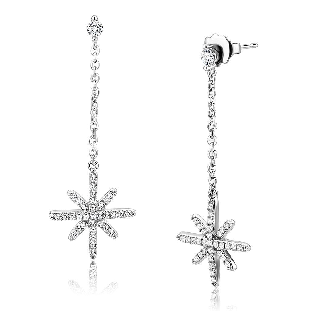 JCE329 No Plating Stainless Steel Earrings with AAA Grade CZ  in Clear