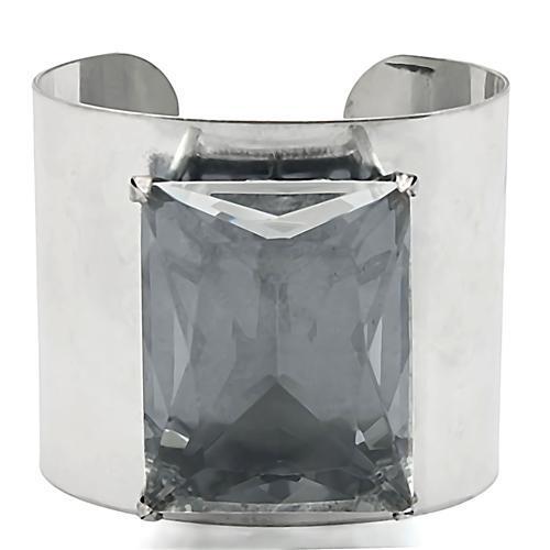 JCE1133 Antique Silver Brass Bangle with Synthetic Synthetic Glass in Clear