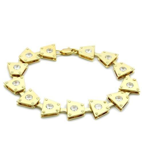 JCE2002 Matte Gold & Gold Brass Bracelet with AAA Grade CZ  in Clear