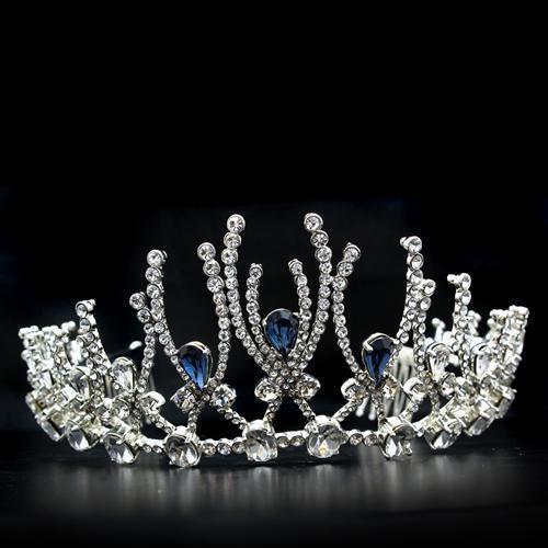 JCE2107 Imitation Rhodium Brass Tiaras & Hair Clip with Top Grade Crystal  in Montana-Default Title