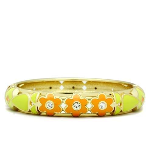 JCE2142 Flash Gold White Metal Bangle with Top Grade Crystal  in Clear