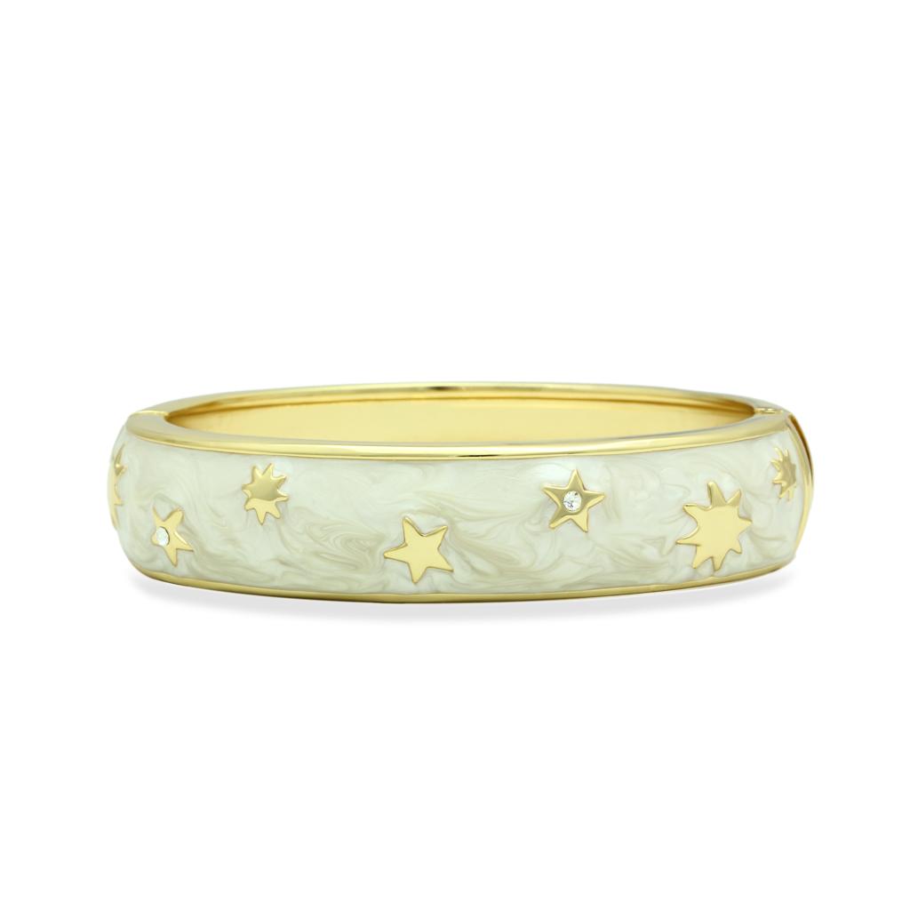 JCE2146 Flash Gold White Metal Bangle with Top Grade Crystal  in Clear