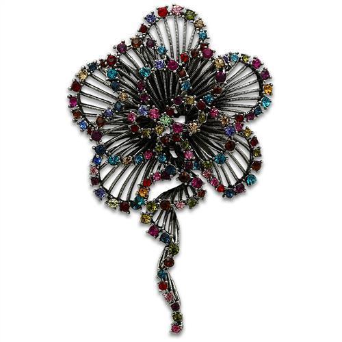 JCE2395 Imitation Rhodium White Metal Brooches with Top Grade Crystal  in Multi Color