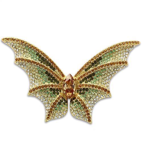 JCE2400 Gold White Metal Brooches with Top Grade Crystal  in Multi Color