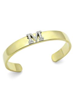 JCE2582 Gold+Rhodium White Metal Bangle with Top Grade Crystal  in Clear