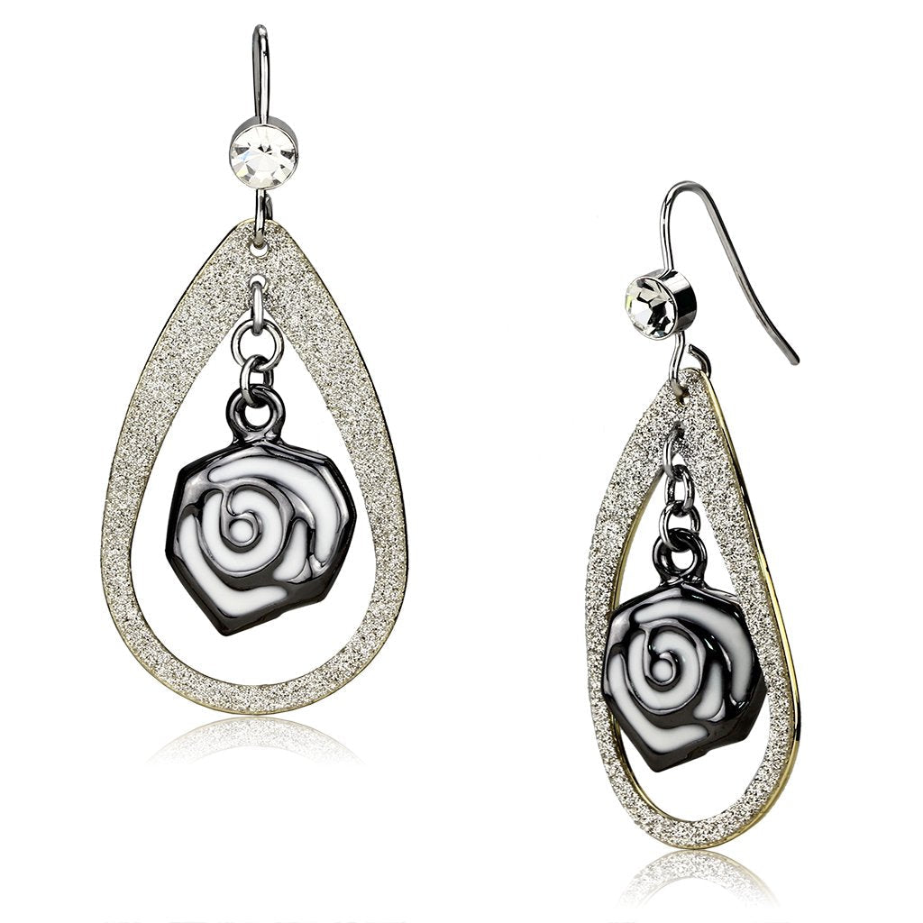 JCE2717 Special Color Iron Earrings with Top Grade Crystal  in Clear