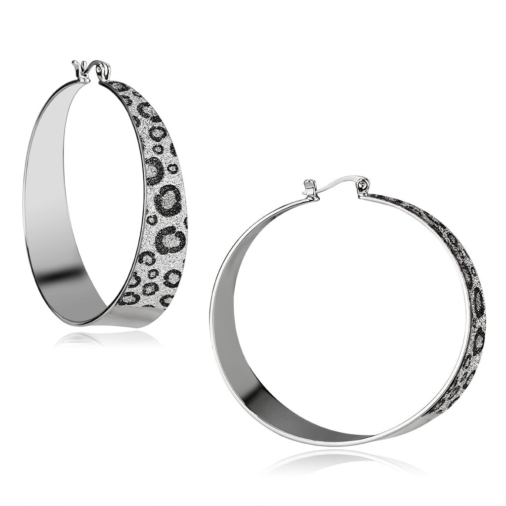 JCE2719 Rhodium Iron Earrings with No Stone