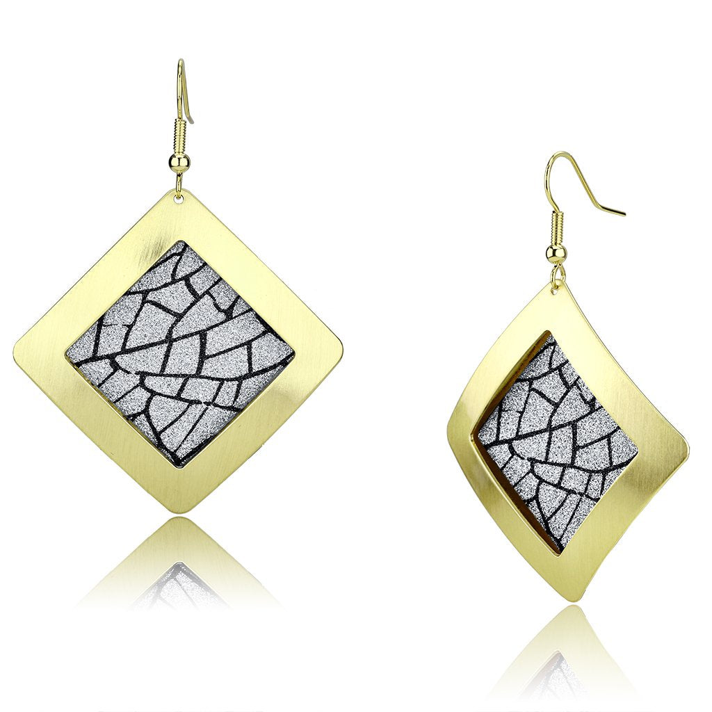 JCE2720 Matte Gold & Gold Iron Earrings with No Stone
