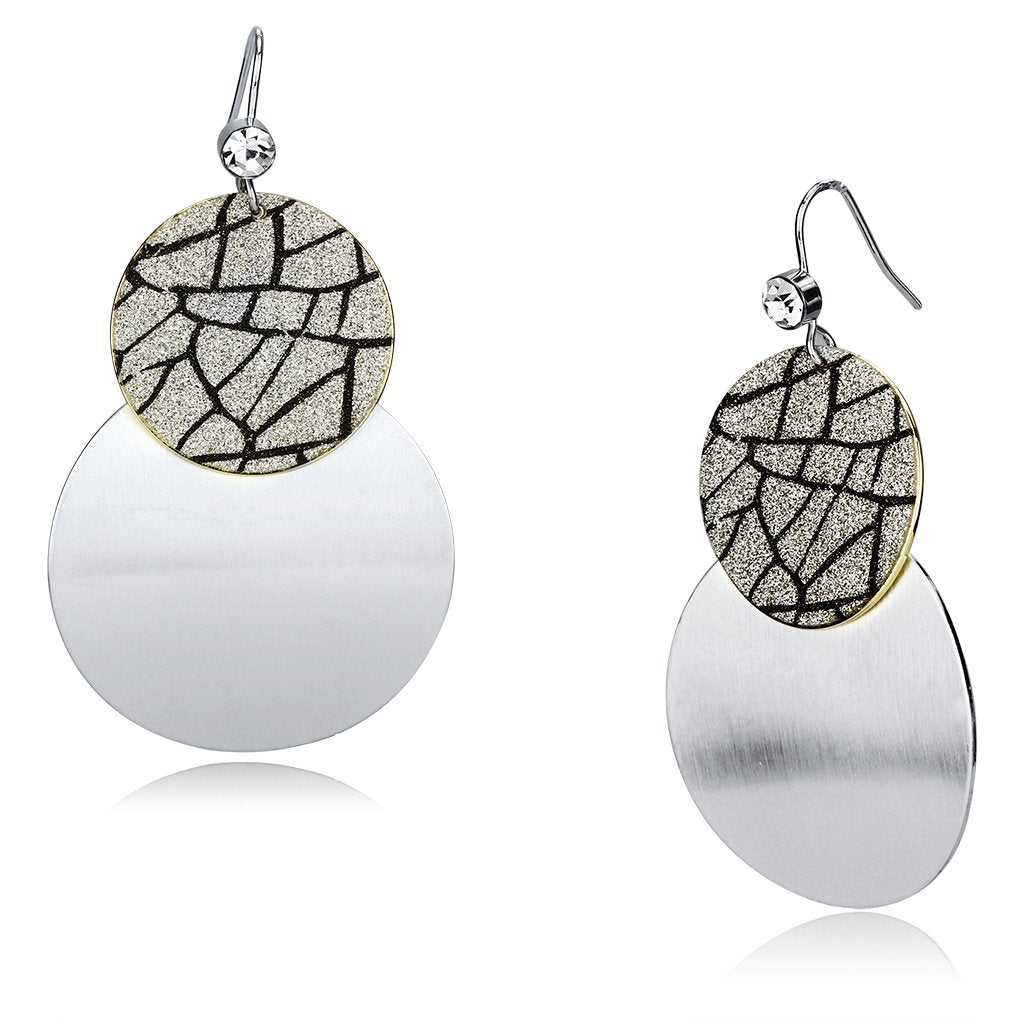 JCE2723 Gold+Rhodium Iron Earrings with Top Grade Crystal  in Clear