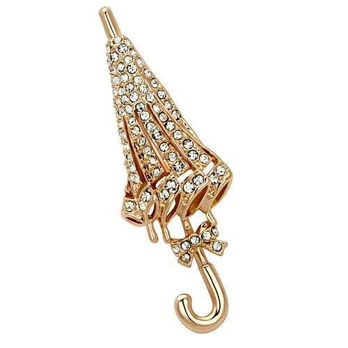 JCE2796 Flash Rose Gold White Metal Brooches with Top Grade Crystal  in Clear