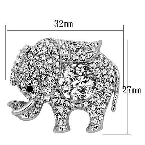 JCE2803 Imitation Rhodium White Metal Brooches with Top Grade Crystal  in Clear