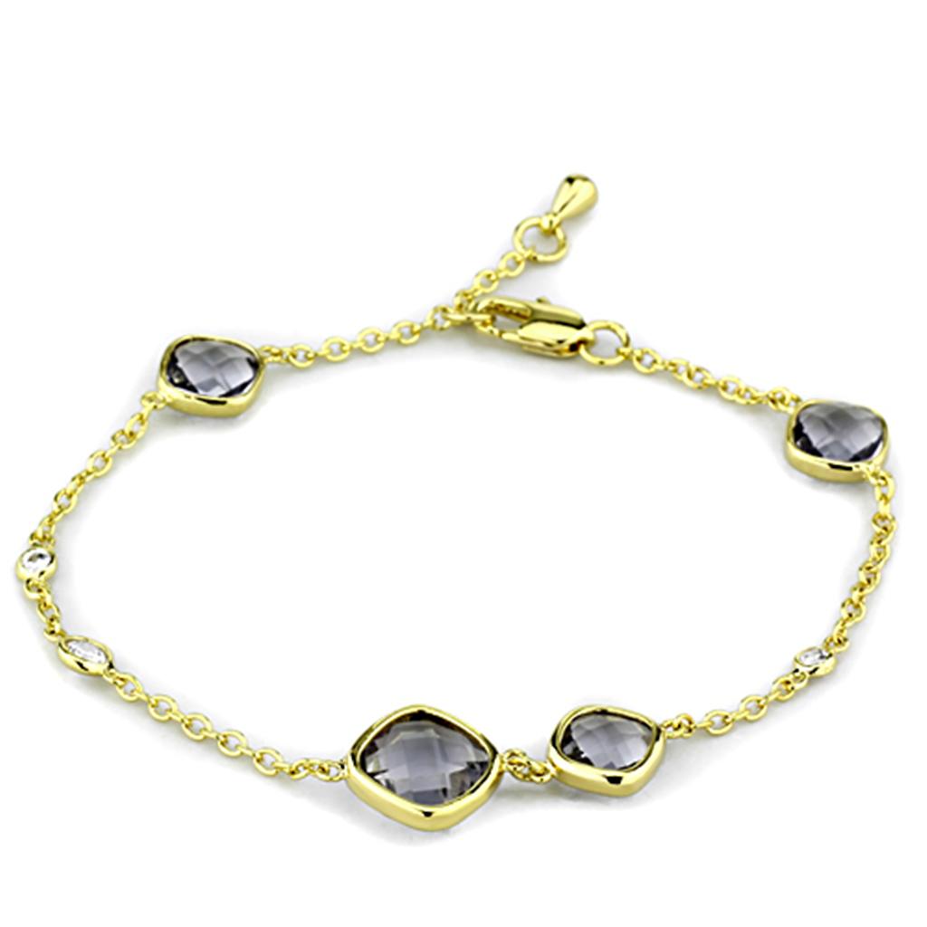 JCE3234 Gold Brass Bracelet with Synthetic Synthetic Glass in Amethyst
