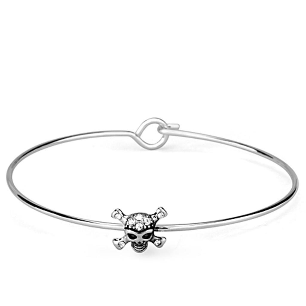 JCE3267 Rhodium Brass Bangle with Top Grade Crystal  in Clear