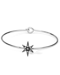 JCE3440 Rhodium Brass Bangle with Top Grade Crystal  in Clear