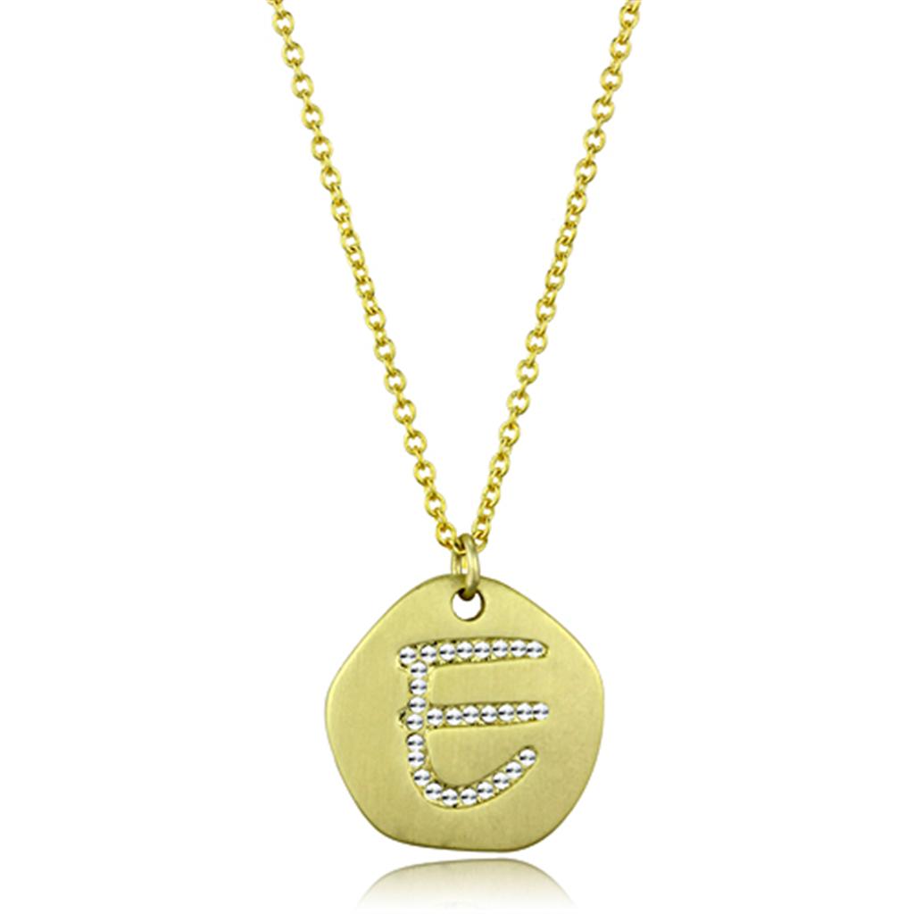 JCE3481 Gold Brass Chain Pendant with Top Grade Crystal  in Clear