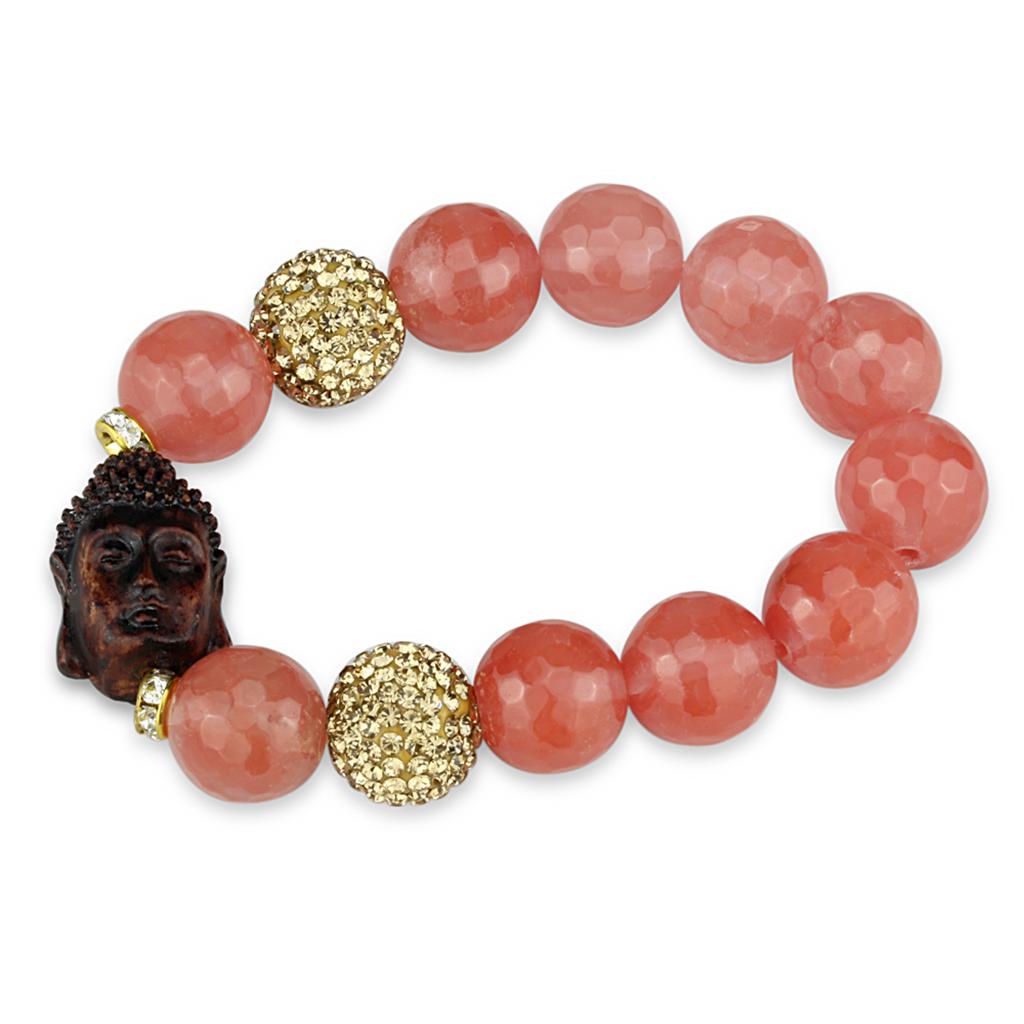 JCE3780 Antique Copper White Metal Bracelet with Synthetic Onyx in Rose