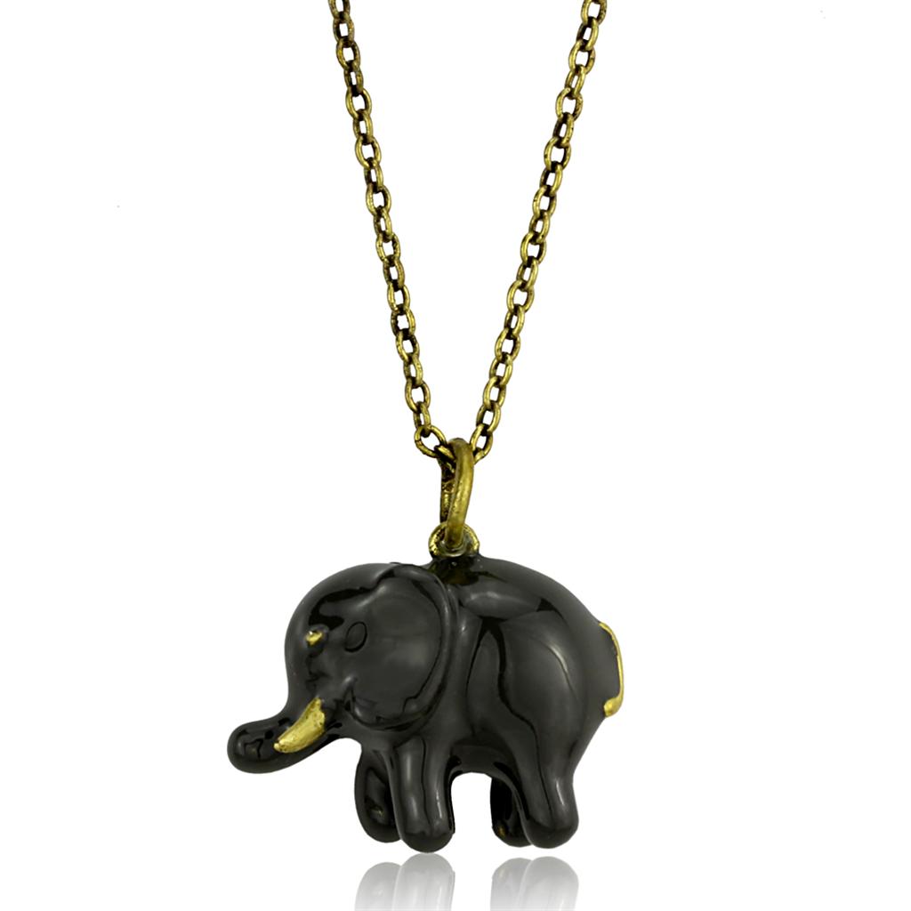 JCE3848 Antique Copper Brass Chain Pendant with Epoxy  in Gray