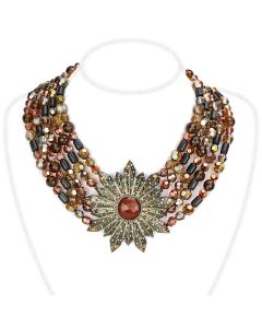 JCE4210 Antique Copper Brass Necklace with Synthetic Onyx in Garnet