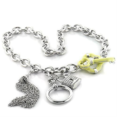 JCE741 Imitation Rhodium Brass Necklace with AAA Grade CZ  in Clear