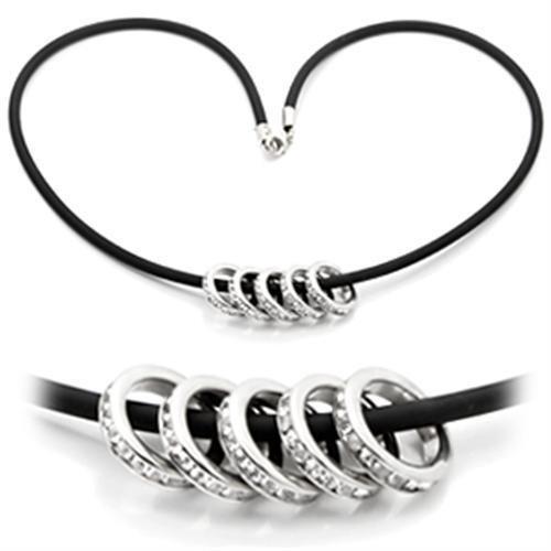 JCE826 Rhodium Brass Chain Pendant with Top Grade Crystal  in Clear