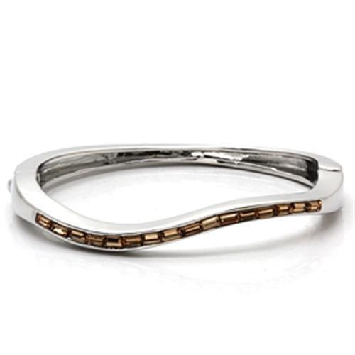 JCE858 Imitation Rhodium Brass Bangle with Top Grade Crystal  in Citrine Yellow