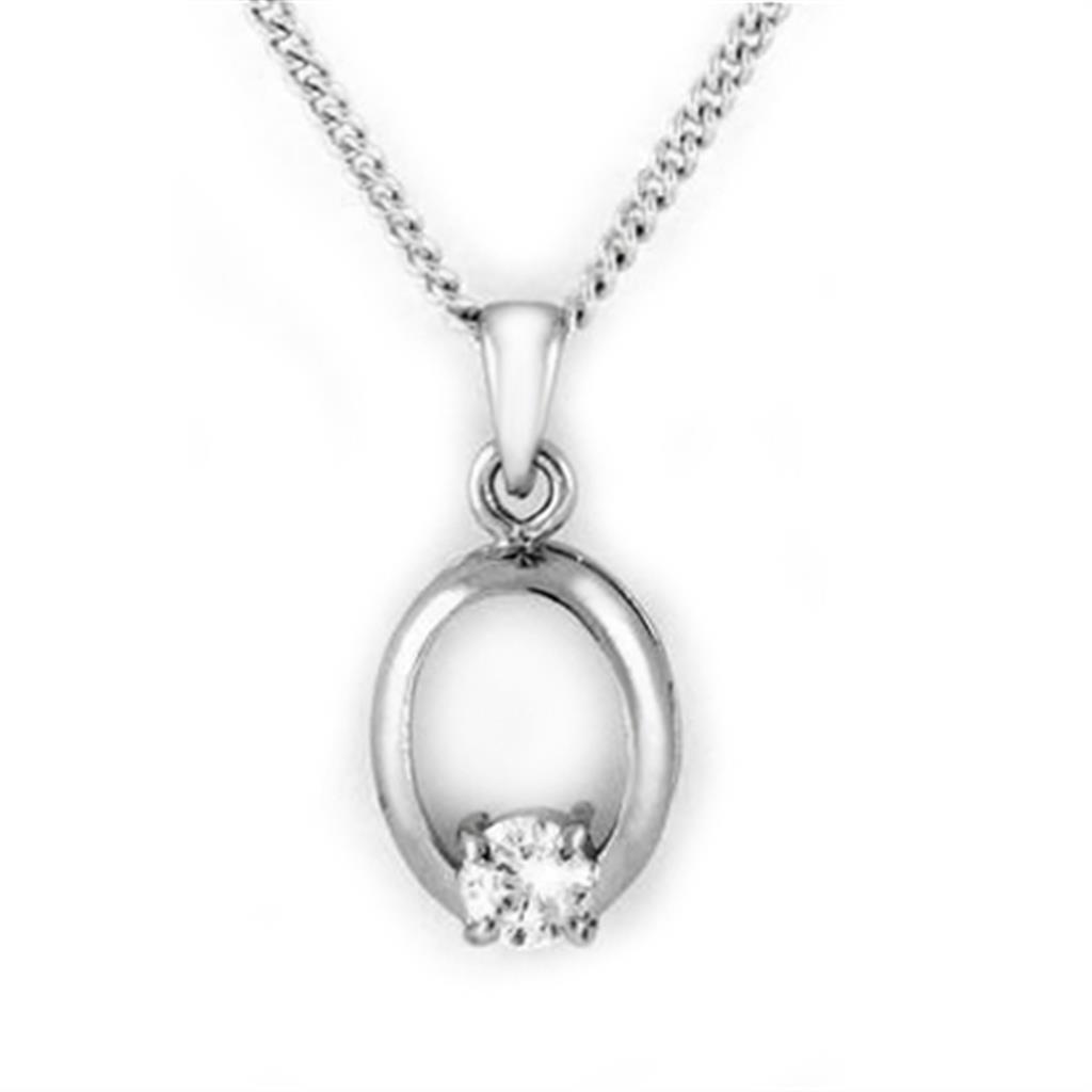 JCEA1360 Rhodium Brass Chain Pendant with AAA Grade CZ  in Clear