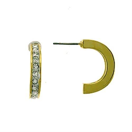 JCEA445 Gold Brass Earrings with Top Grade Crystal  in Clear-Default Title