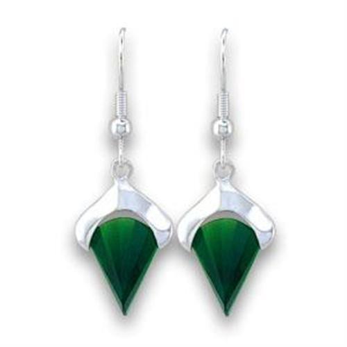 JCEA567 Silver 925 Sterling Silver Earrings with Synthetic Synthetic Glass in Emerald-Default Title