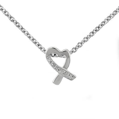 JCEAS1339 High polished (no plating) 925 Sterling Silver Chain Pendant with AAA Grade CZ  in Clear
