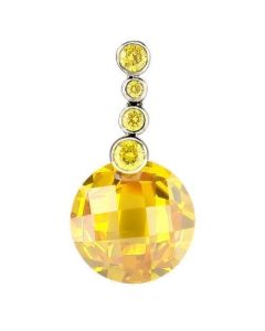 JCES239 Rhodium 925 Sterling Silver Pendant with AAA Grade CZ  in Topaz-Default Title