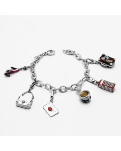 JCES606 Silver 925 Sterling Silver Bracelet with Epoxy  in Multi Color