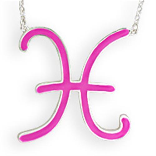 JCEK02PINK Silver Brass Chain Pendant with Epoxy  in Rose