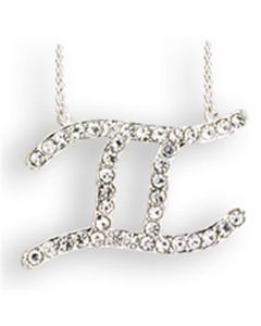 JCEK10 Silver Brass Chain Pendant with Top Grade Crystal  in Clear