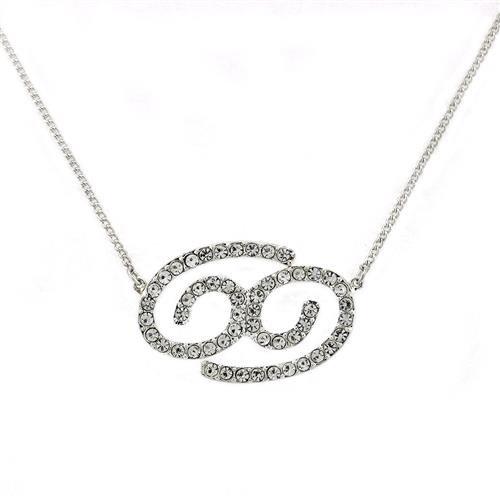 JCEK12 Silver Brass Chain Pendant with Top Grade Crystal  in Clear