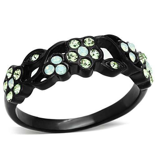 JCE1360 IP Black(Ion Plating) Stainless Steel Ring with Top Grade Crystal  in Multi Color