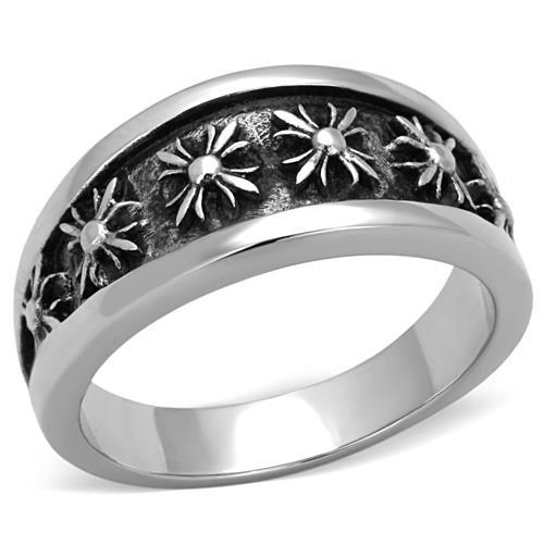 JCE1603 High polished (no plating) Stainless Steel Ring with Epoxy  in Jet