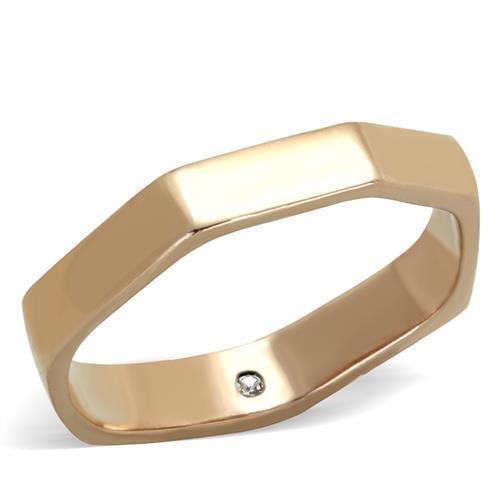 JCE2030 IP Rose Gold(Ion Plating) Stainless Steel Ring with Top Grade Crystal  in Clear