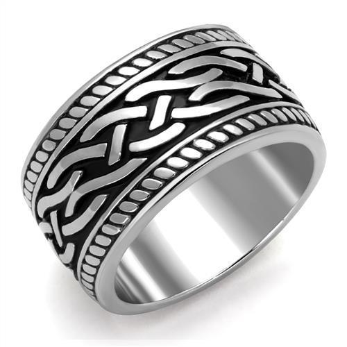 JCE2239 High polished (no plating) Stainless Steel Ring with Epoxy  in Jet