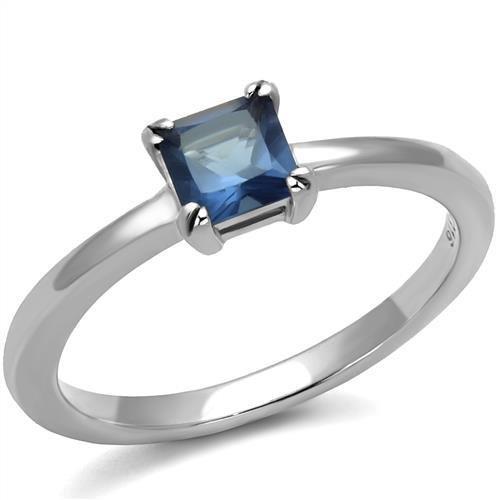 JCE2979 High polished (no plating) Stainless Steel Ring with Synthetic Synthetic Glass in Montana
